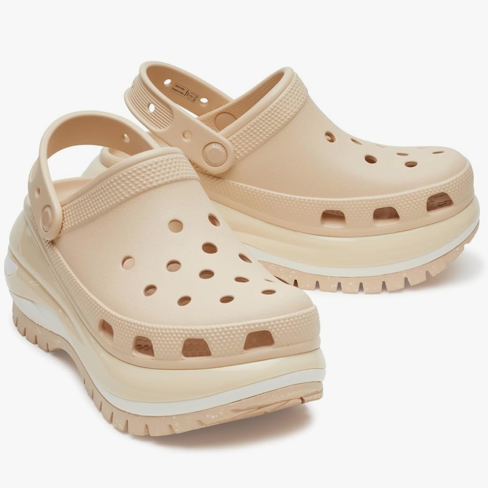 NWT Crocs Mega Crush Clogs Platform Crocs Beige